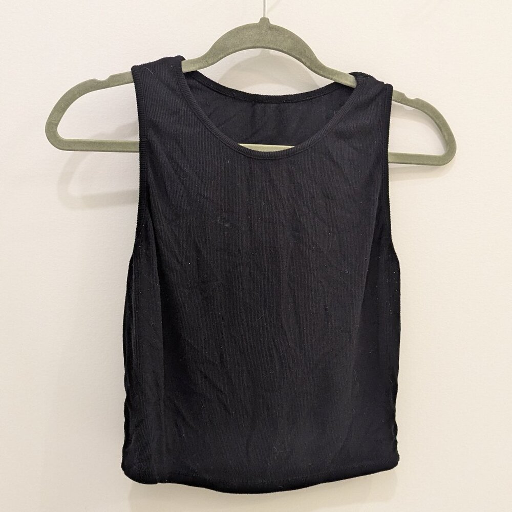 Unbranded Stretchy Knit Cropped Black Tank Top